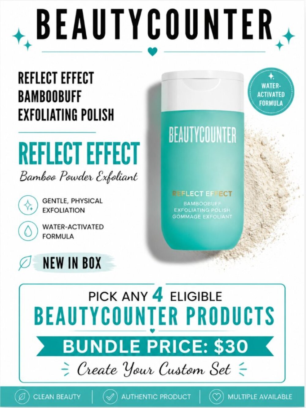 BEAUTYCOUNTER Reflect Effect BambooBuff Exfoliating Polish NIB Bundle 4/$30